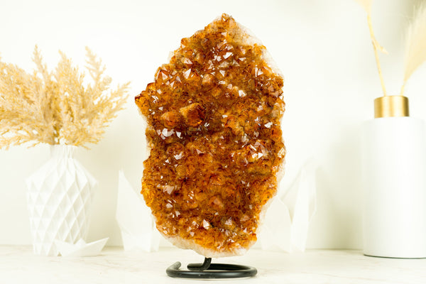 AAA Deep Orange/Red Citrine Cluster on Stand