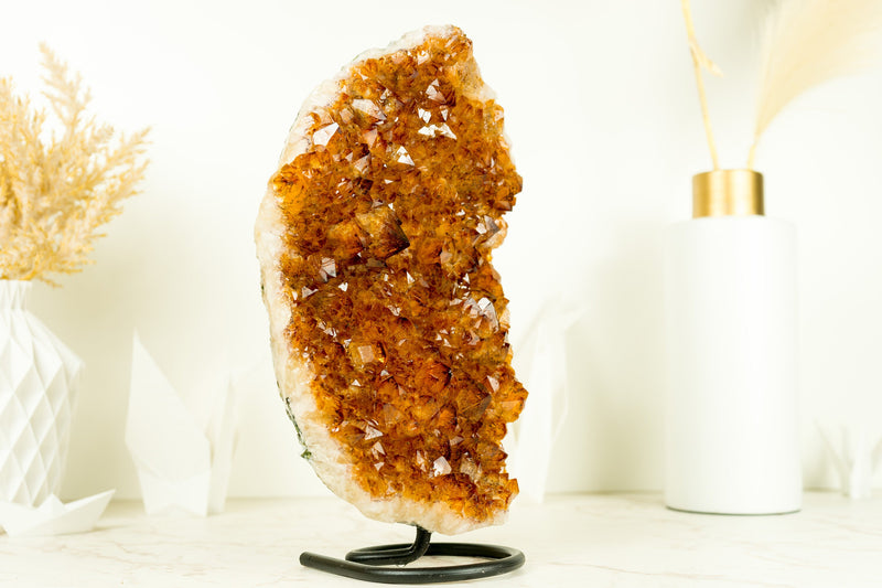AAA Deep Orange/Red Citrine Cluster on Stand
