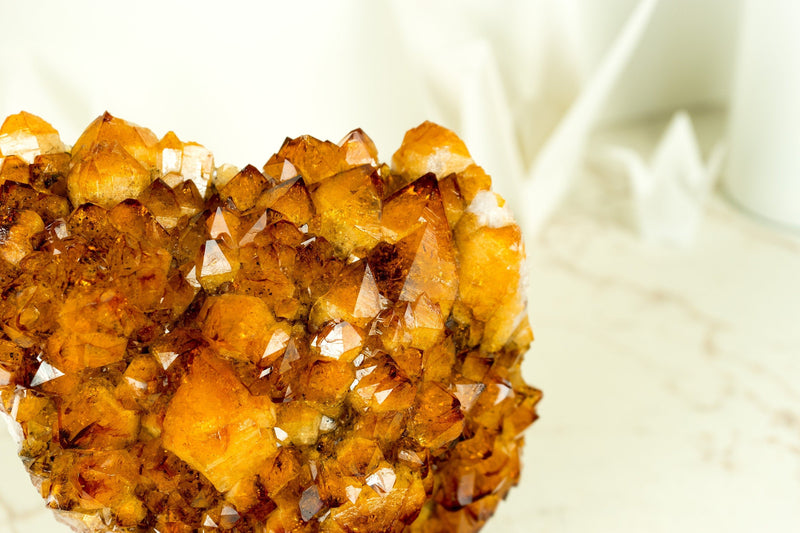 Natural Rich Orange Citrine Cluster with AAA Madeira Orange Citrine Druzy on Stand - 4.1 Kg - 9.0 lb - E2D Crystals & Minerals
