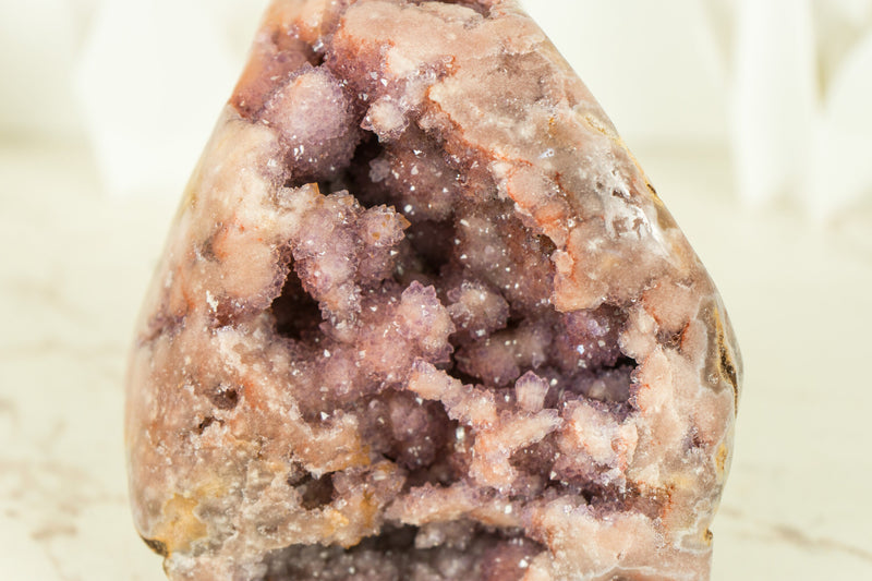 Pink Amethyst Geode with Flower Druzy and AAA Pink Druzy