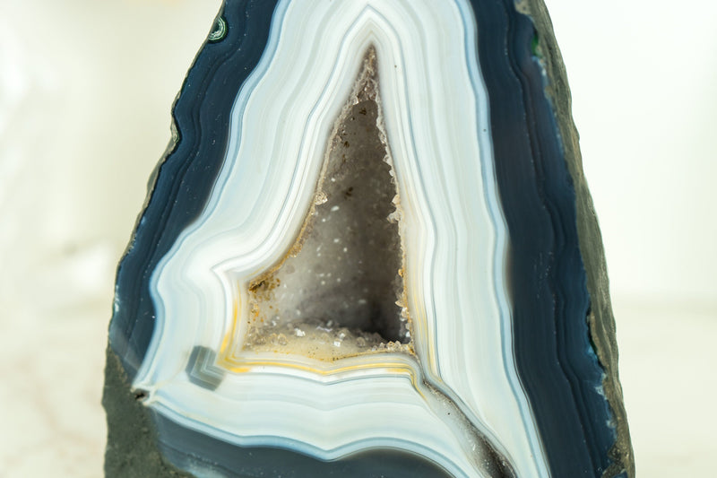 Gorgeous Blue and White Lace Agate Geode with White Galaxy Druzy