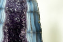 Rare Sea Blue Lace Agate Cathedral with Deep Purple Amethyst