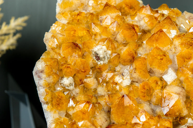 Wunderschöner goldgelber Citrin-Cluster mit glänzendem großen Citrin-Druzy