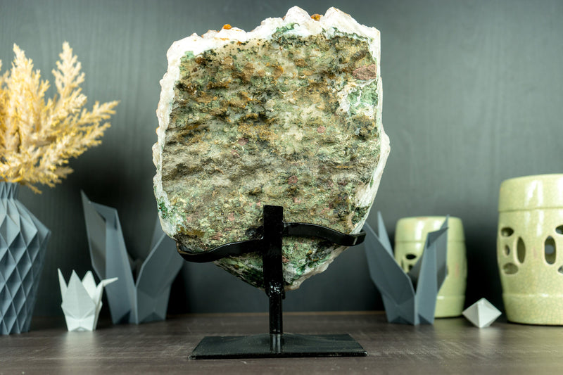 Wunderschöner goldgelber Citrin-Cluster mit glänzendem großen Citrin-Druzy