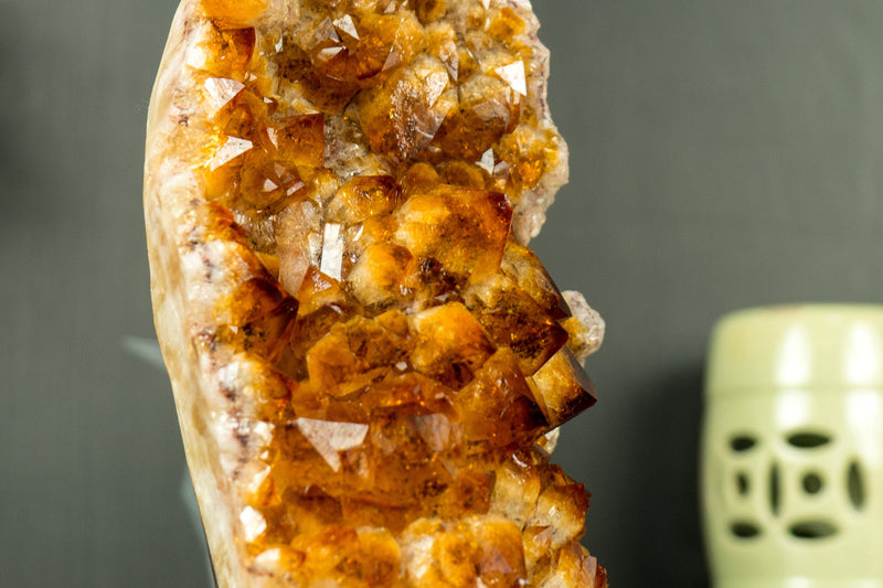Citrine Cluster with AAA Deep Orange Citrine Druzy, Self-Standing - 2.1 Kg - 4.5 lb - E2D Crystals & Minerals