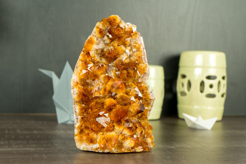 Citrine Cluster with AAA Deep Orange Citrine Druzy, Self-Standing - 2.1 Kg - 4.5 lb - E2D Crystals & Minerals