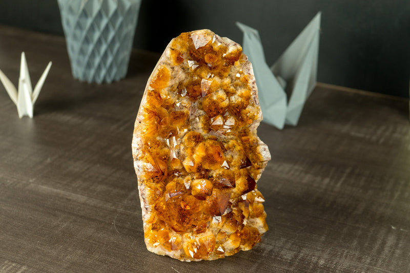 Citrine Cluster with AAA Deep Orange Citrine Druzy, Self-Standing - 2.1 Kg - 4.5 lb - E2D Crystals & Minerals