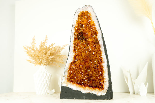 AAA Grade Citrine Geode Cathedral with Sparkly, Rich Orange Druzy