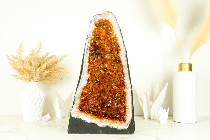 Pair of Citrine Geode Cathedrals with Sparkling AAA-Grade, Rich Orange Druzy - 35 Kg - 77 lb - E2D Crystals & Minerals