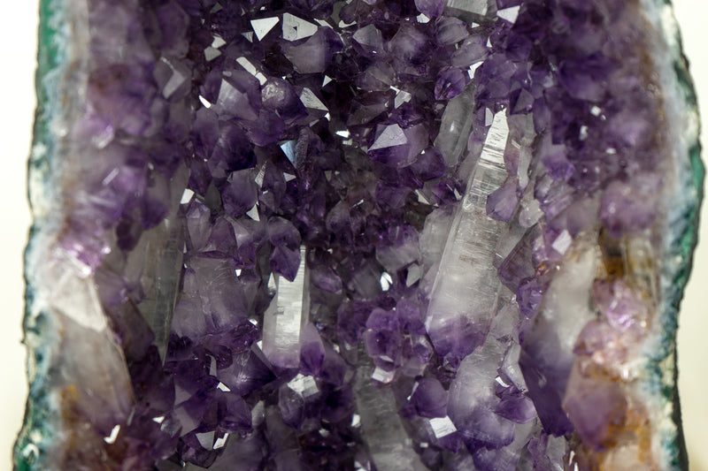 Tall Deep Purple Amethyst Crystal Geode Cathedral, with Rare Druzy Formation