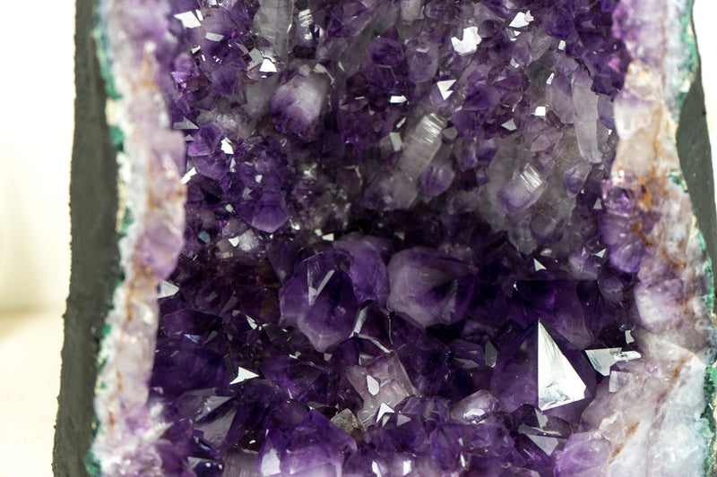 Tall Deep Purple Amethyst Crystal Geode Cathedral, with Rare Amethyst Druzy