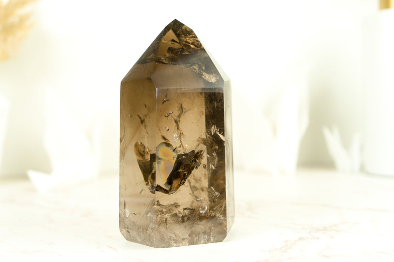 Natural AAA Grade Smoky Quartz Obelisk Generator with Light Citrinated Smoky Color, Natural & Ethical