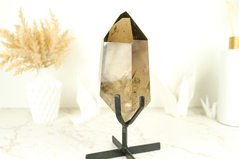 Large Natural AAA Grade Smoky Quartz Obelisk Generator with Light Citrinated Smoky Color, Natural & Ethical