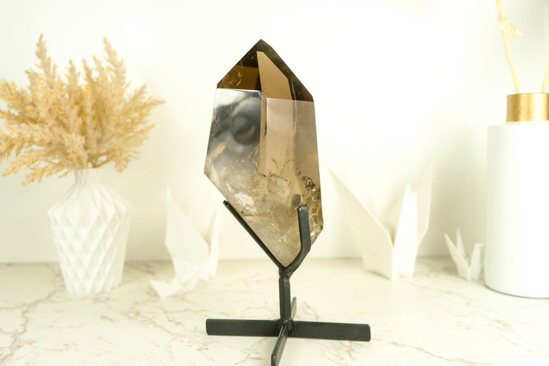 Large Natural AAA Grade Smoky Quartz Obelisk Generator with Light Citrinated Smoky Color, Natural & Ethical
