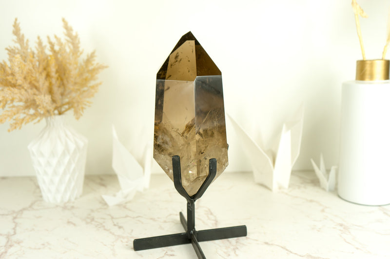 Large Natural AAA Grade Smoky Quartz Obelisk Generator with Light Citrinated Smoky Color, Natural & Ethical