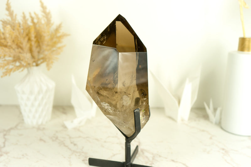 Large Natural AAA Grade Smoky Quartz Obelisk Generator with Light Citrinated Smoky Color, Natural & Ethical