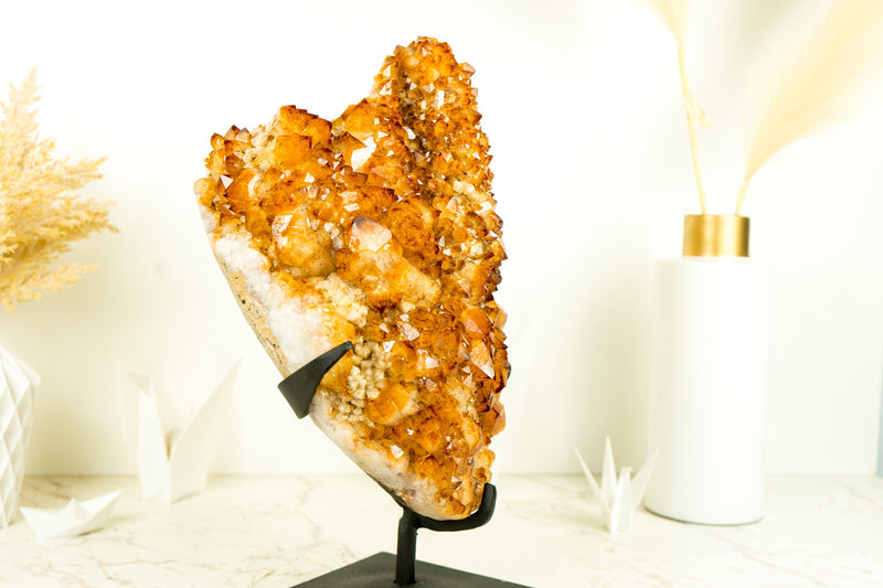 AAA Golden Orange Citrine Cluster with Large Flower Stalactite, 16 In, 25 Lb - E2D Crystals & Minerals