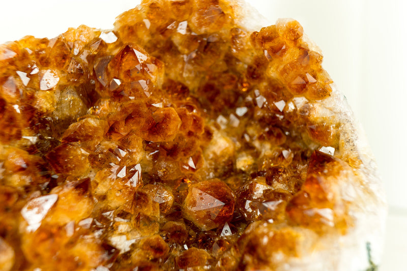 Small Citrine Geode with Rosette (Stalactite) Crystal, Deep Orange, Raw and Ethical