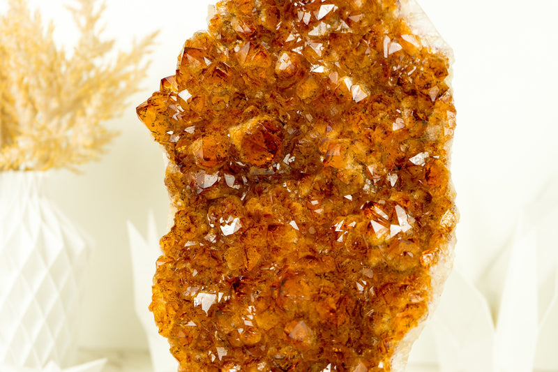 AAA Deep Orange/Red Citrine Cluster on Stand