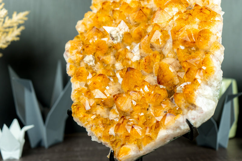 Wunderschöner goldgelber Citrin-Cluster mit glänzendem großen Citrin-Druzy