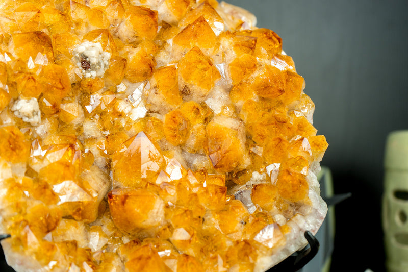 Wunderschöner goldgelber Citrin-Cluster mit glänzendem großen Citrin-Druzy