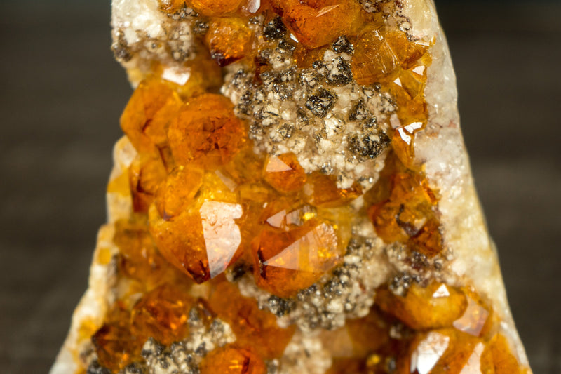 Small AAA Citrine Cluster with Madeira Citrine Druzy and Goethite Inclusions, Self-Standing
