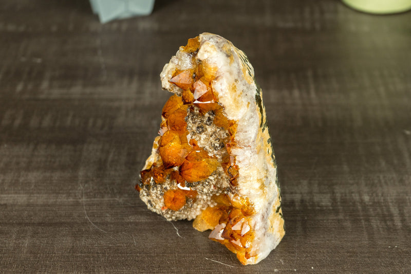 Small AAA Citrine Cluster with Madeira Citrine Druzy and Goethite Inclusions, Self-Standing