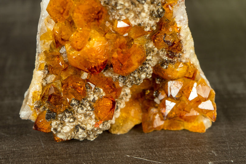 Small AAA Citrine Cluster with Madeira Citrine Druzy and Goethite Inclusions, Self-Standing