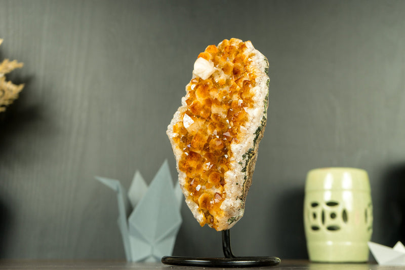 AAA Orange Citrine Cluster with Sparkly Large Citrine Druzy