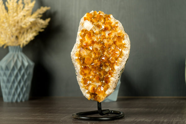 AAA Orange Citrine Cluster with Sparkly Large Citrine Druzy