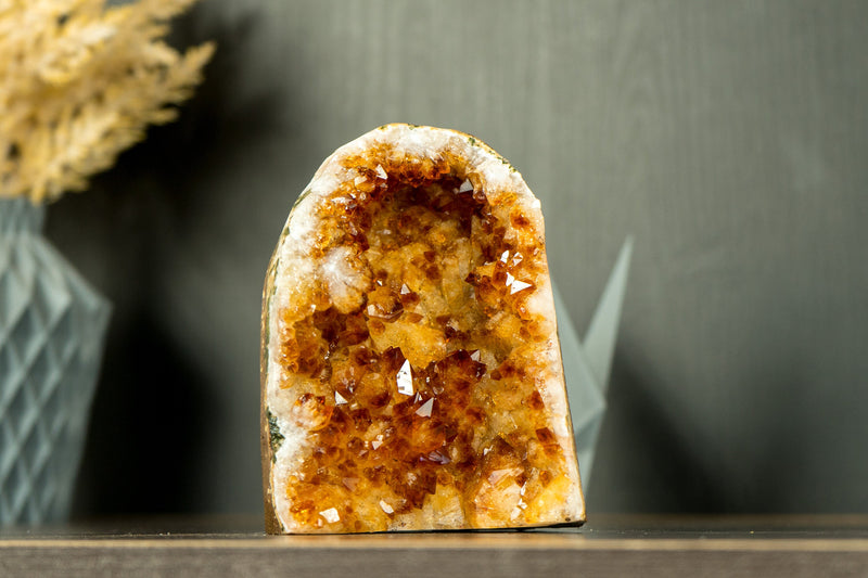 Small Citrine Geode Cluster with Madeira Citrine Druzy, Self-Standing