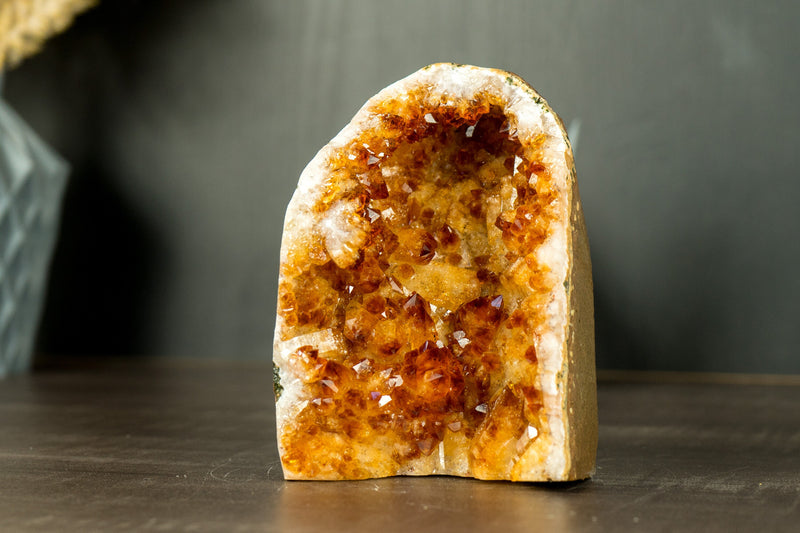 Small Citrine Geode Cluster with Madeira Citrine Druzy, Self-Standing