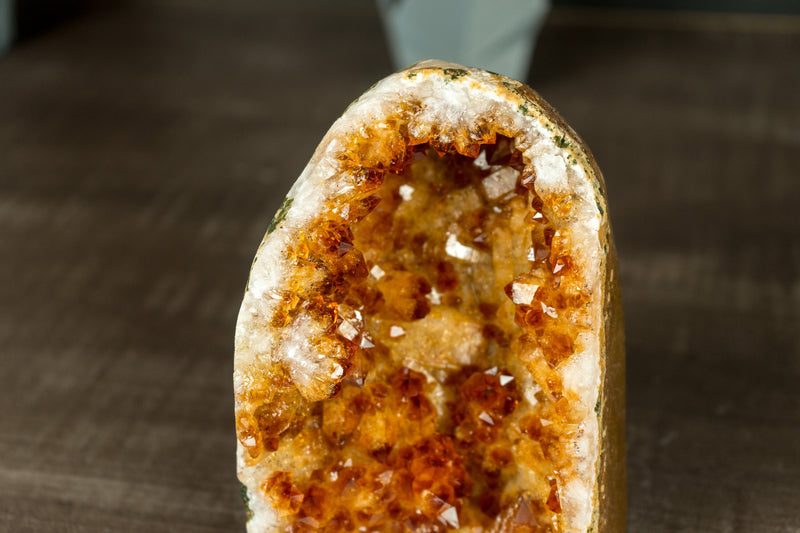 Small Citrine Geode Cluster with Madeira Citrine Druzy, Self-Standing