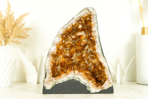 Top-Grade Citrine Geode with Large, Deep Orange Citrine Druzy, Ethically Sourced Merchant Stone
