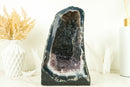 Pair of Book-Matching Natural Galaxy Amethyst Geodes with Agate Matrix and Lavender Druzy