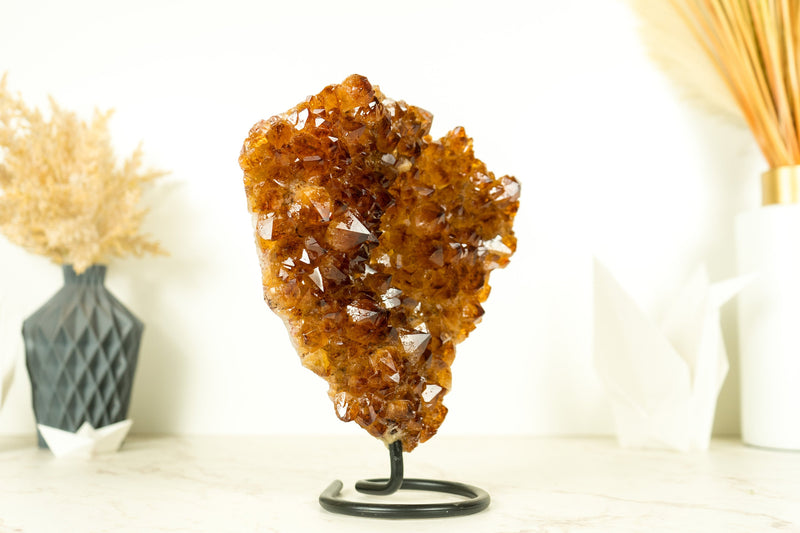 Raw Natural Madeira Citrine Cluster with AAA Red Orange Citrine Druzy