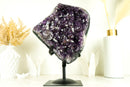 Rare Amethyst Cluster with AAA Deep Purple Grape Amethyst Druzy and Cristobalite Inclusions