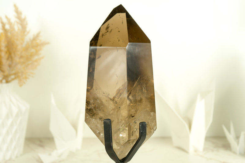 Large Natural AAA Grade Smoky Quartz Obelisk Generator with Light Citrinated Smoky Color, Natural & Ethical