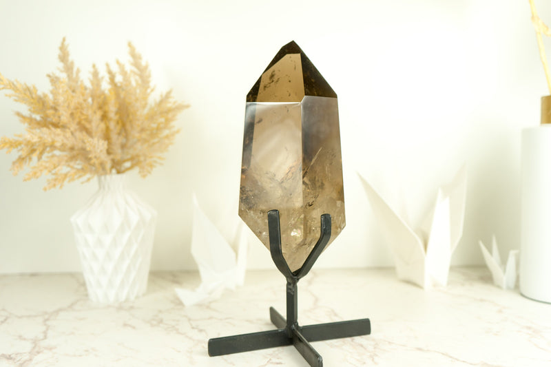 Large Natural AAA Grade Smoky Quartz Obelisk Generator with Light Citrinated Smoky Color, Natural & Ethical