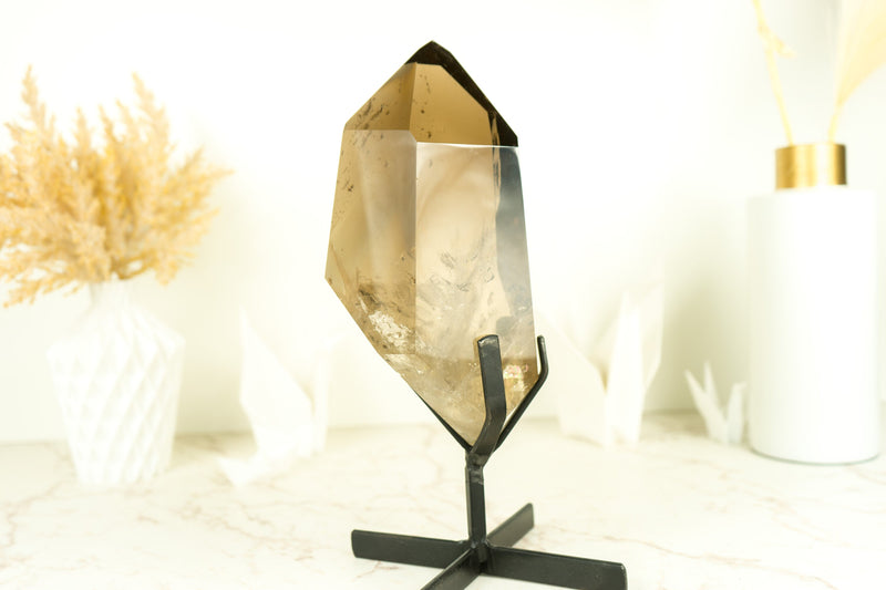 Large Natural AAA Grade Smoky Quartz Obelisk Generator with Light Citrinated Smoky Color, Natural & Ethical