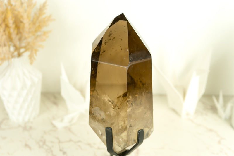 Large Natural AAA Grade Smoky Quartz Obelisk Generator with Light Citrinated Smoky Color, Natural & Ethical