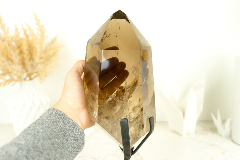 Large Natural AAA Grade Smoky Quartz Obelisk Generator with Light Citrinated Smoky Color, Natural & Ethical