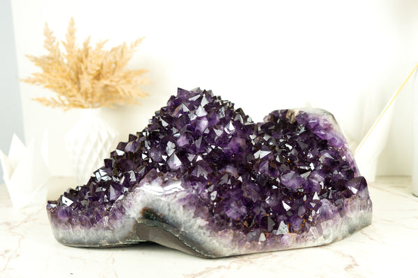 Stunning X-Large Amethyst Geode Flower with AAA Dark Purple Amethyst Druzy