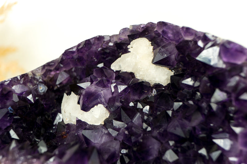 Amethyst Flower with Calcite Cluster with Deep Purple Amethyst, Raw, Natural & Ethical