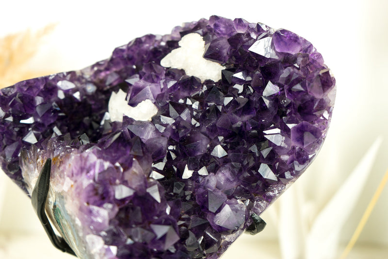 Amethyst Flower with Calcite Cluster with Deep Purple Amethyst, Raw, Natural & Ethical