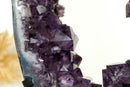 Gorgeous Amethyst Crown Geode Slice with Sparkling Large Purple Druzy on Rotating Stand