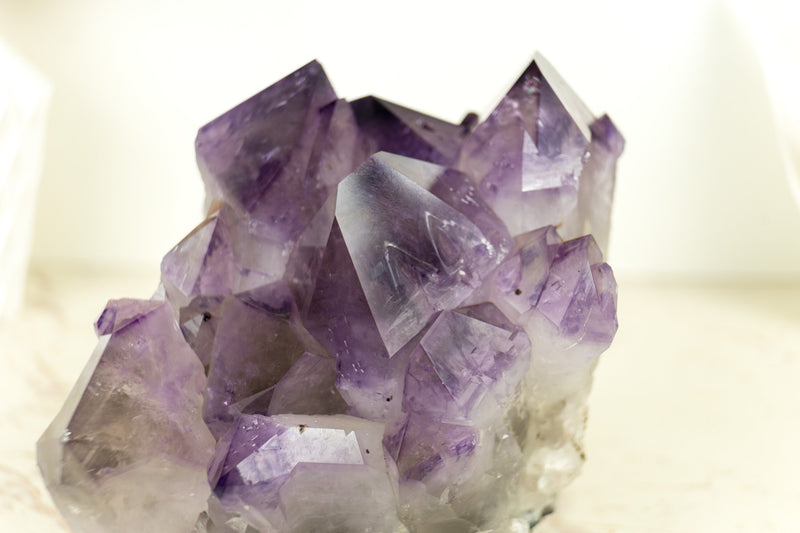 Rare Intact Amethyst Cluster with Purple Phantom Crystal Points from Brazil