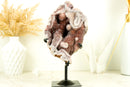 Seltene rosa Amethyst-Geode mit natürlichem roten Amethyst-Kristall-Druzy auf Ständer