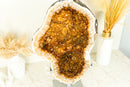 World-Class Citrine Geode with Shiny Golden Orange Citrine Crystal Druzy