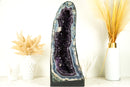 Rare Banded Agate Geode Cathedral with Dark Purple Amethyst, Calcite and Landscaped Agate Drawings